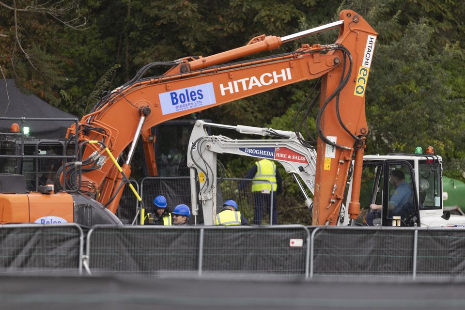 Searches continue under garda supervision at the dig site scene in Donabate in the ongoing search for a missing child. Photo: Sam Boal/Collins